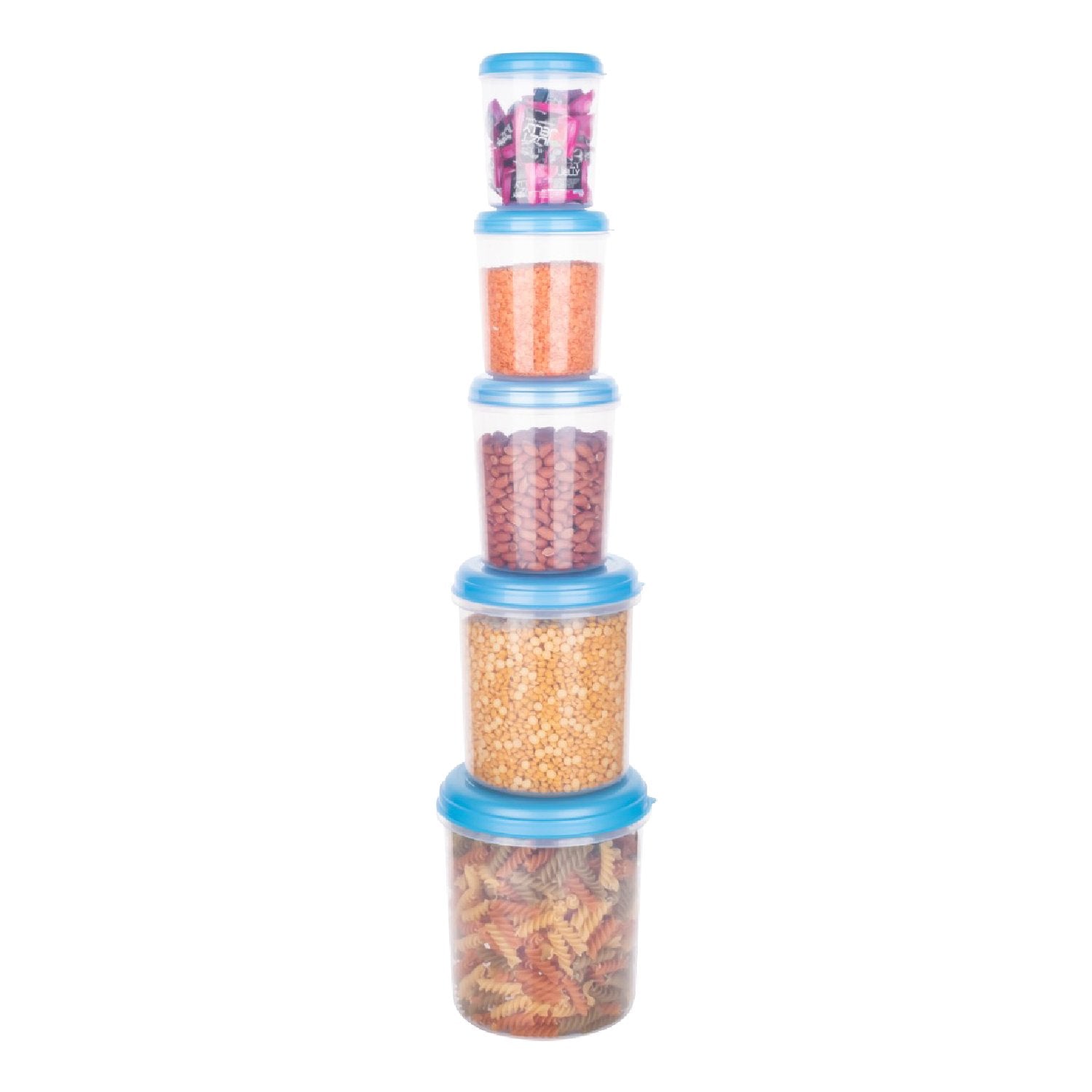 2446 Plastic Transparent Container Air Tight Dabba Set (3000ml, 2000ml, 1000ml, 750ml, 500ml) - SkyShopy 2446 Plastic Transparent Container Air Tight Dabba Set (3000ml, 2000ml, 1000ml, 750ml, 500ml) - SkyShopy